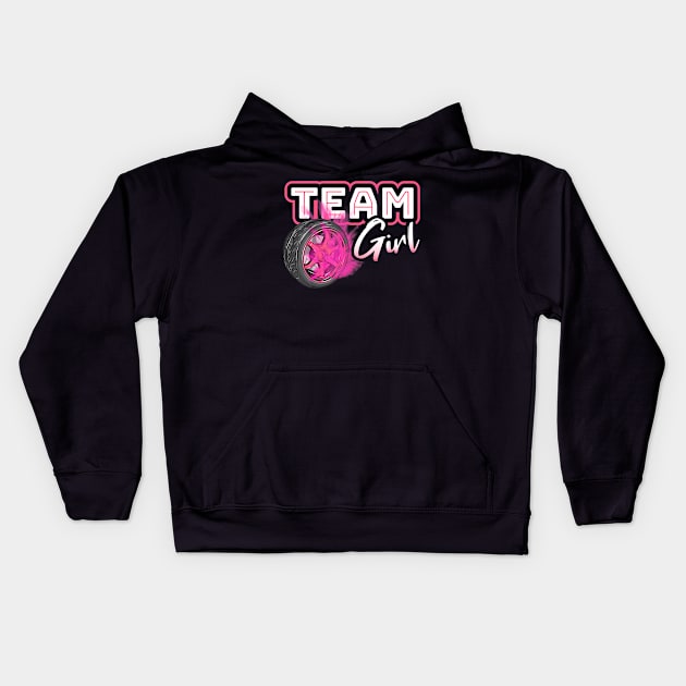 Gender Reveal Team Girl Burnouts Baby Shower Party Gift Idea Kids Hoodie by mccloysitarh
